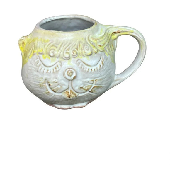 B Welsh 1969 Pottery Hand Painted Kitty Cat Mug Signed - Picture 1 of 8